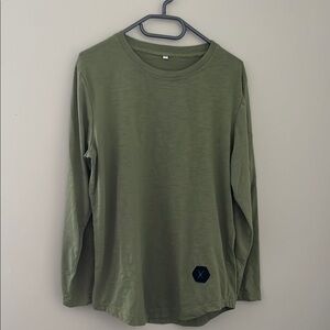 Olive Green Long Sleeve Utility Shirt Zip Sleeve Pocket Size L